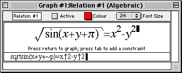An algebraic window with its keystroke field